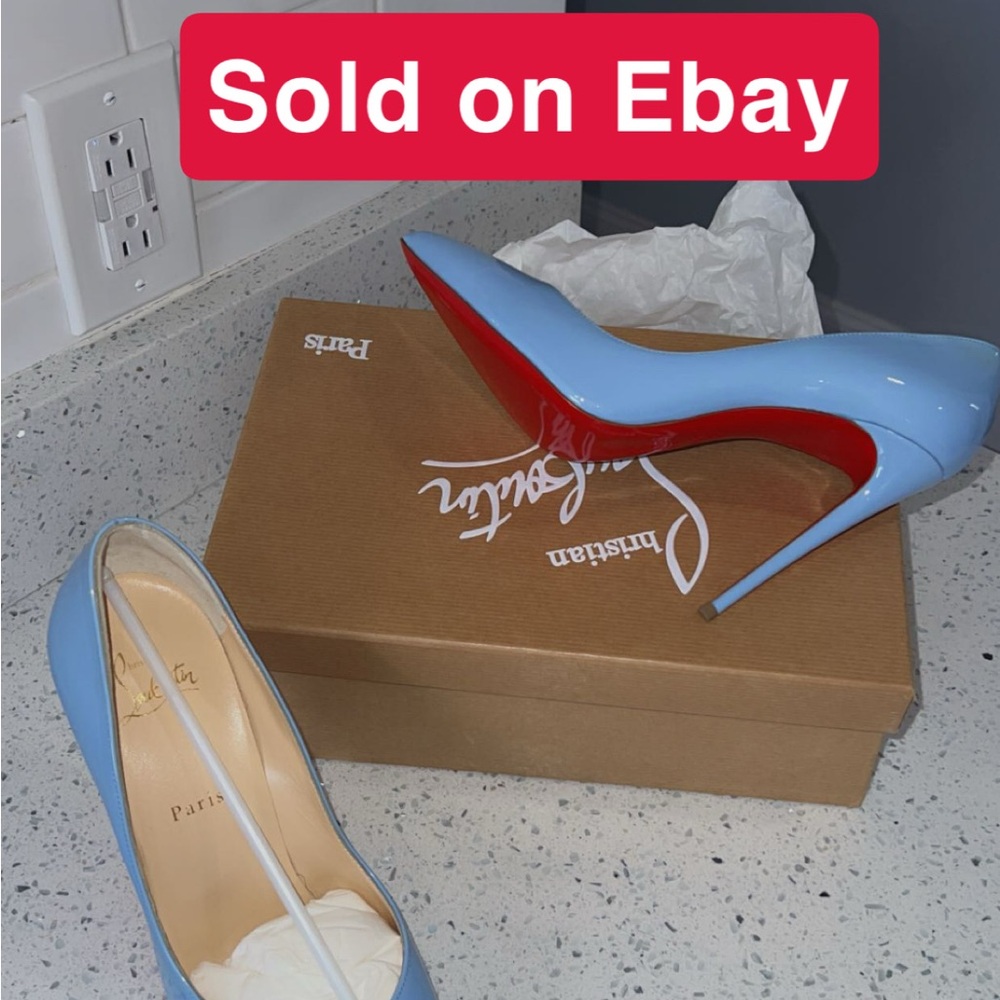 Christian Louboutin Pigalle Follies 100 Patent Sky Pumps Size 40 New  Never Worn
